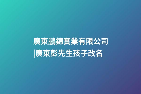 廣東鵬錦實業有限公司|廣東彭先生孩子改名-第1張-公司起名-玄機派